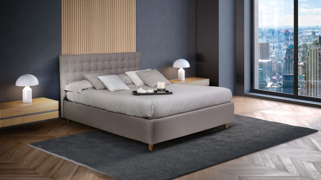 Pat cu ladă de depozitare și pat clasic de la THE BED într-un dormitor modern